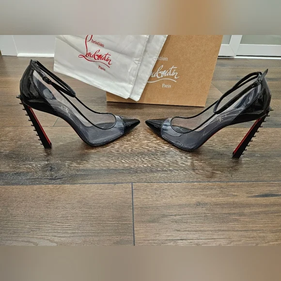 NIB CHRISTIAN LOUBOUTIN DEBOUT CONDORAPIK 100 VINYL & BLK PATENT PUMP- SIZE 40 - Picture 6 of 13